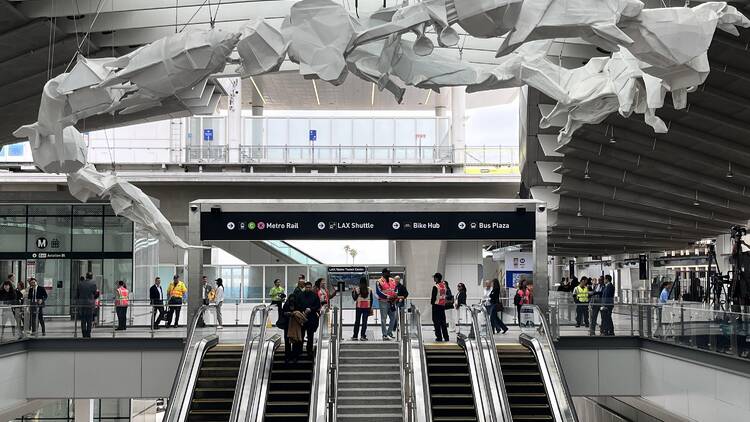 The escalators at the new LAX/Metro Transit Center
