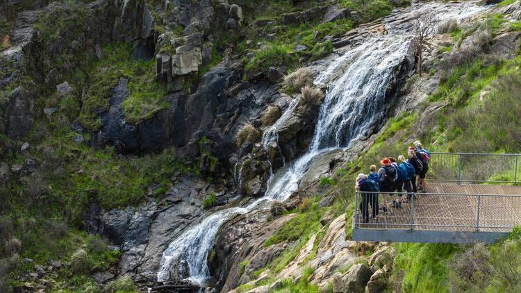 Guided hike in Perth Hills at lookout overlooking waterfall