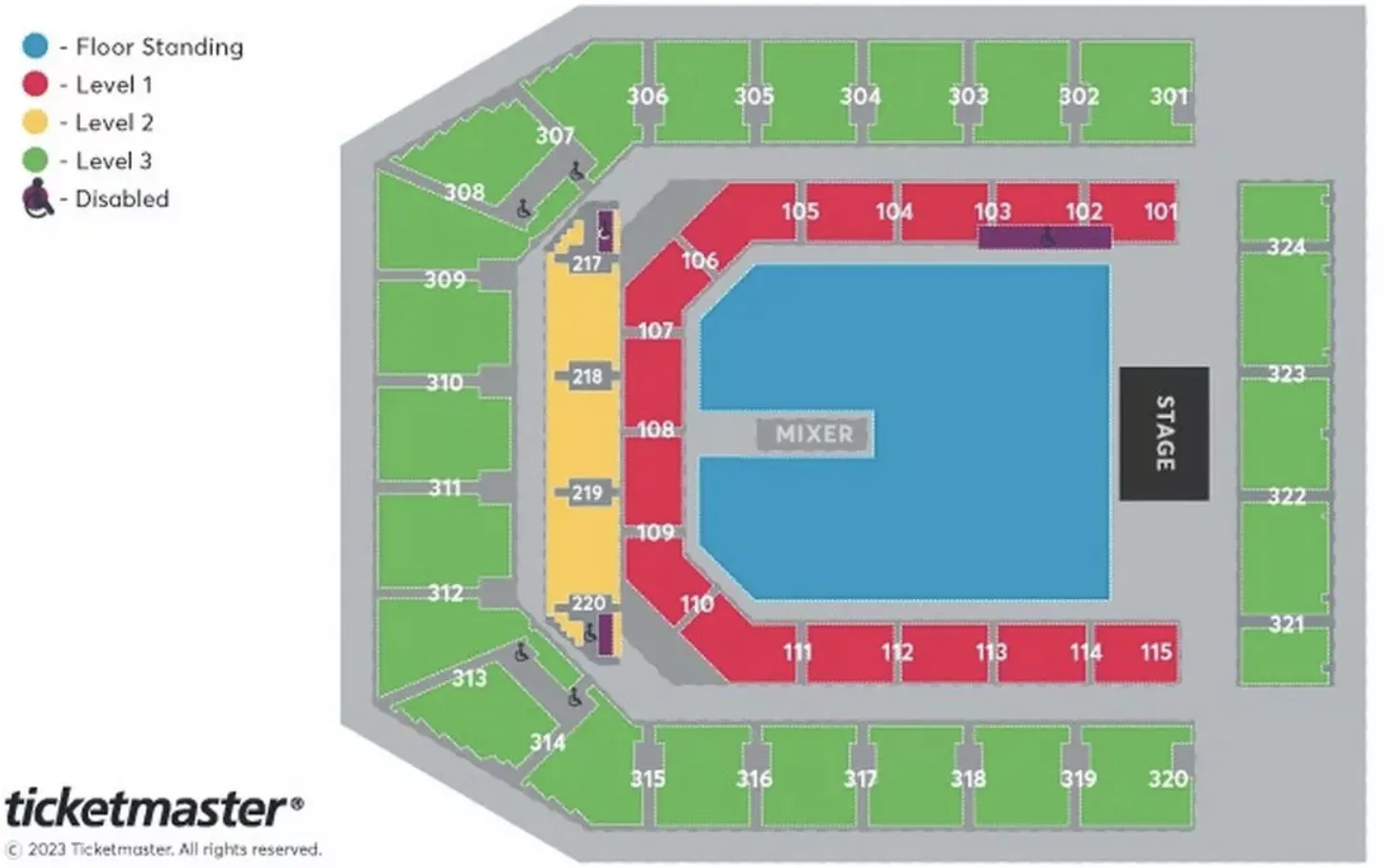 The seating plan of the Co-op Live
