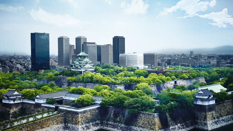 Osaka Castle Park with Hotel New Otani Osaka in the distance