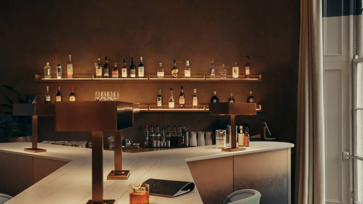 Cocktail bar with a negroni at Lyla, Edinburgh