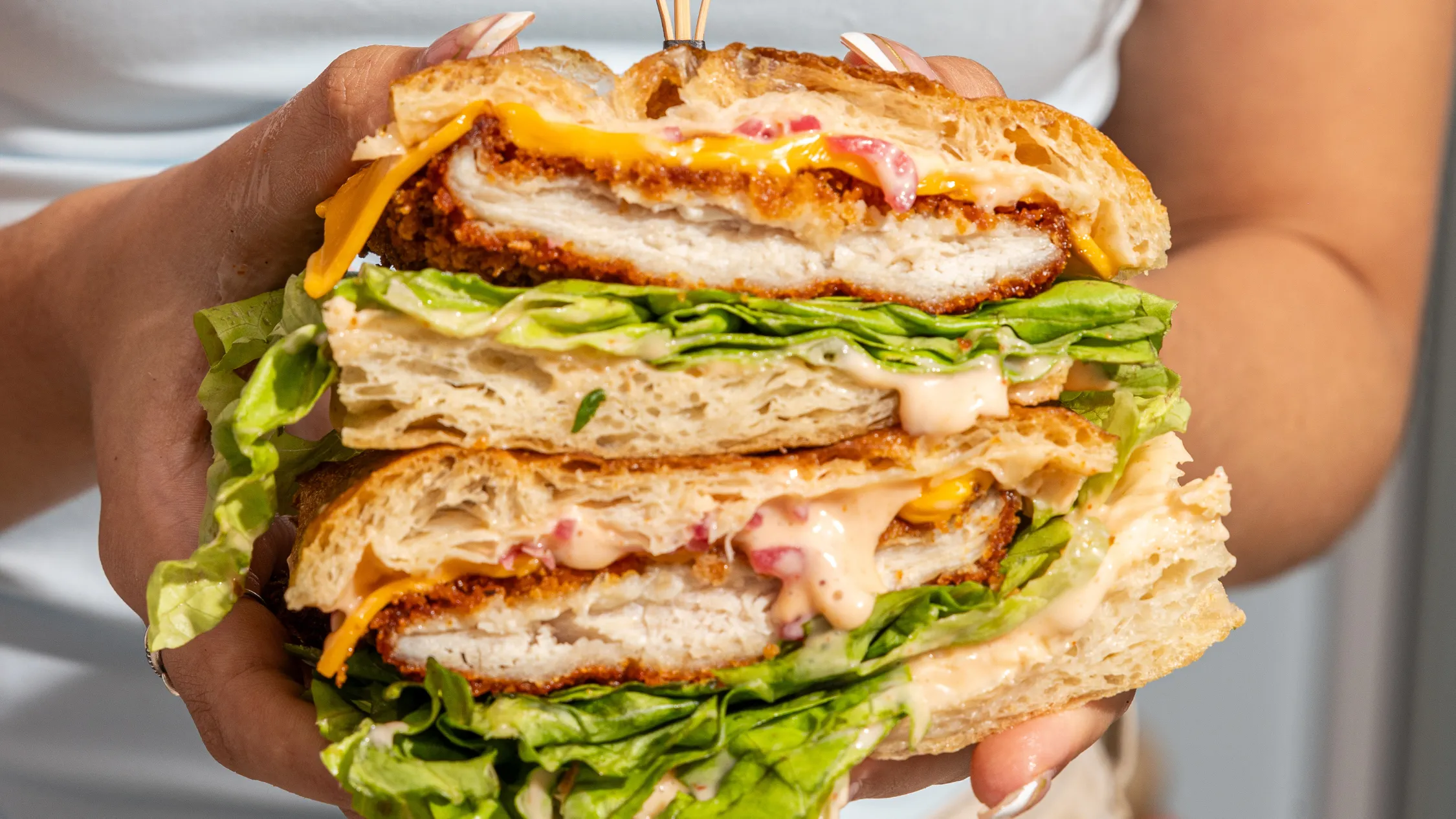 A chicken schnitty sandwich at San San