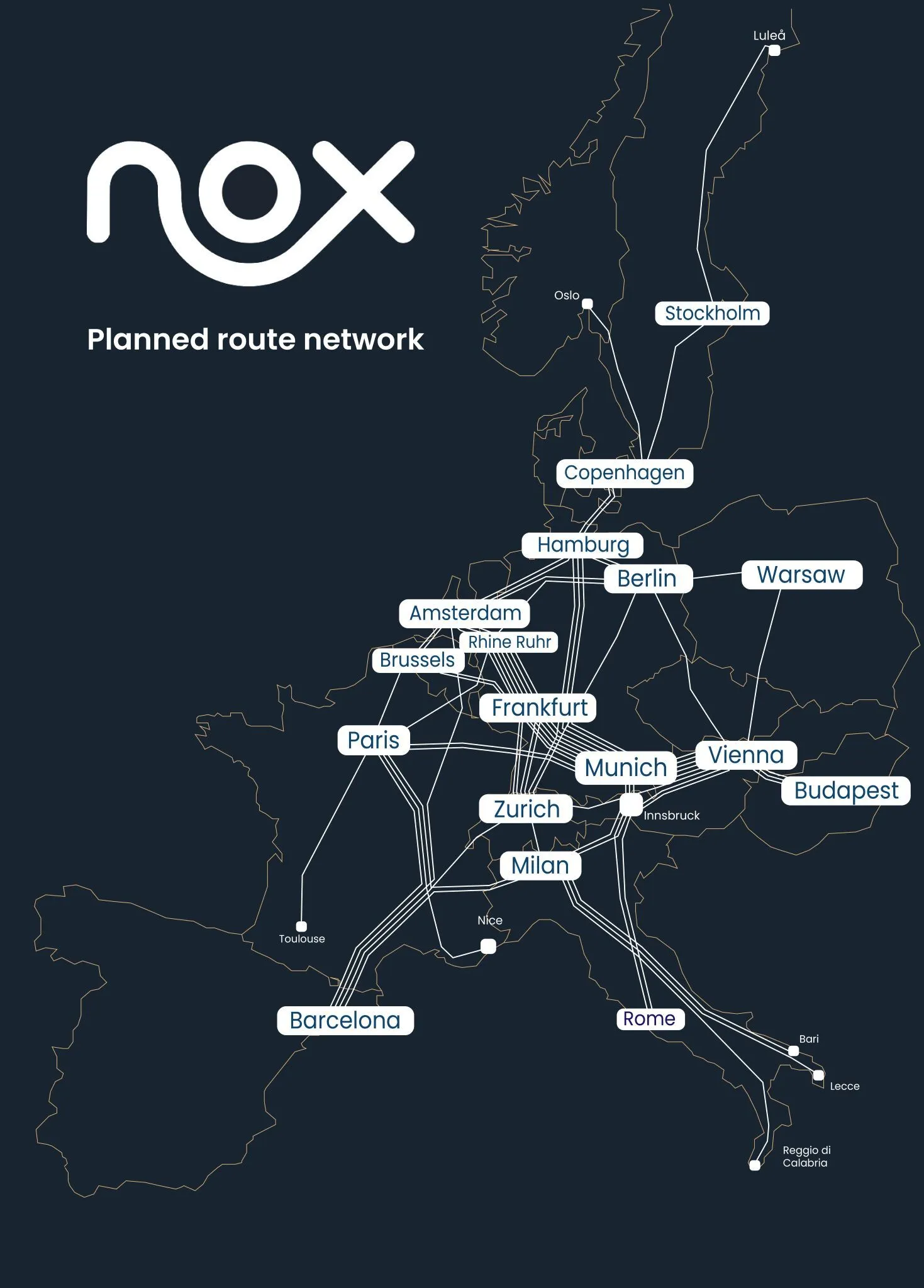 Nox Mobility's sleeper train routes