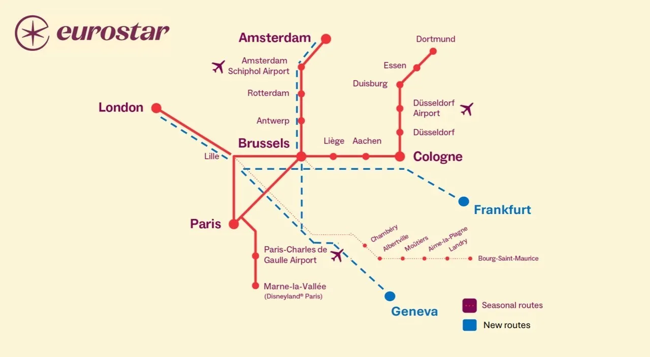 Eurostar's new route map