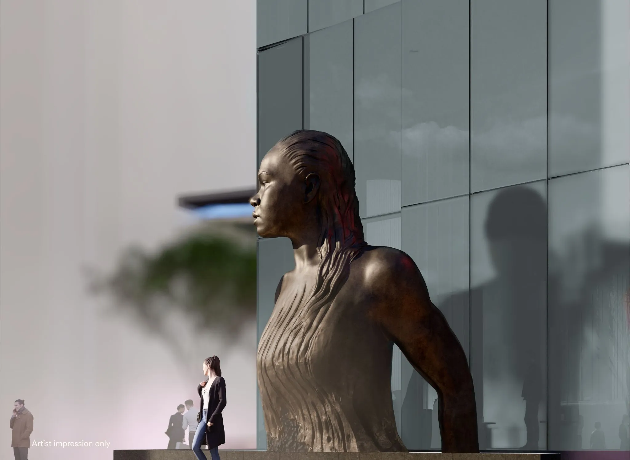 Artist impression of new sculpture ‘Badjgama Ngunda Whuliwulawala (Black Women Rising)’