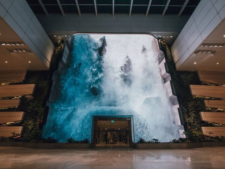 Admire a digital waterfall installation at Terminal 2 Admire a digital waterfall installation at Terminal 2
