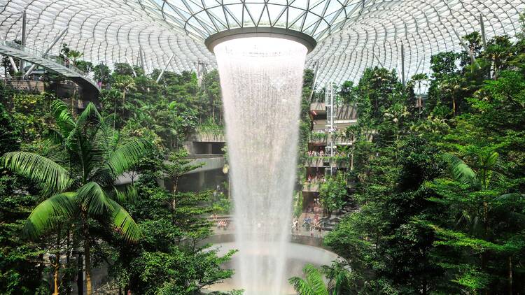 Admire the world’s tallest indoor waterfall