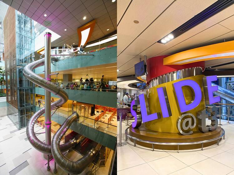 Whizz down a giant slide spanning across three storeys