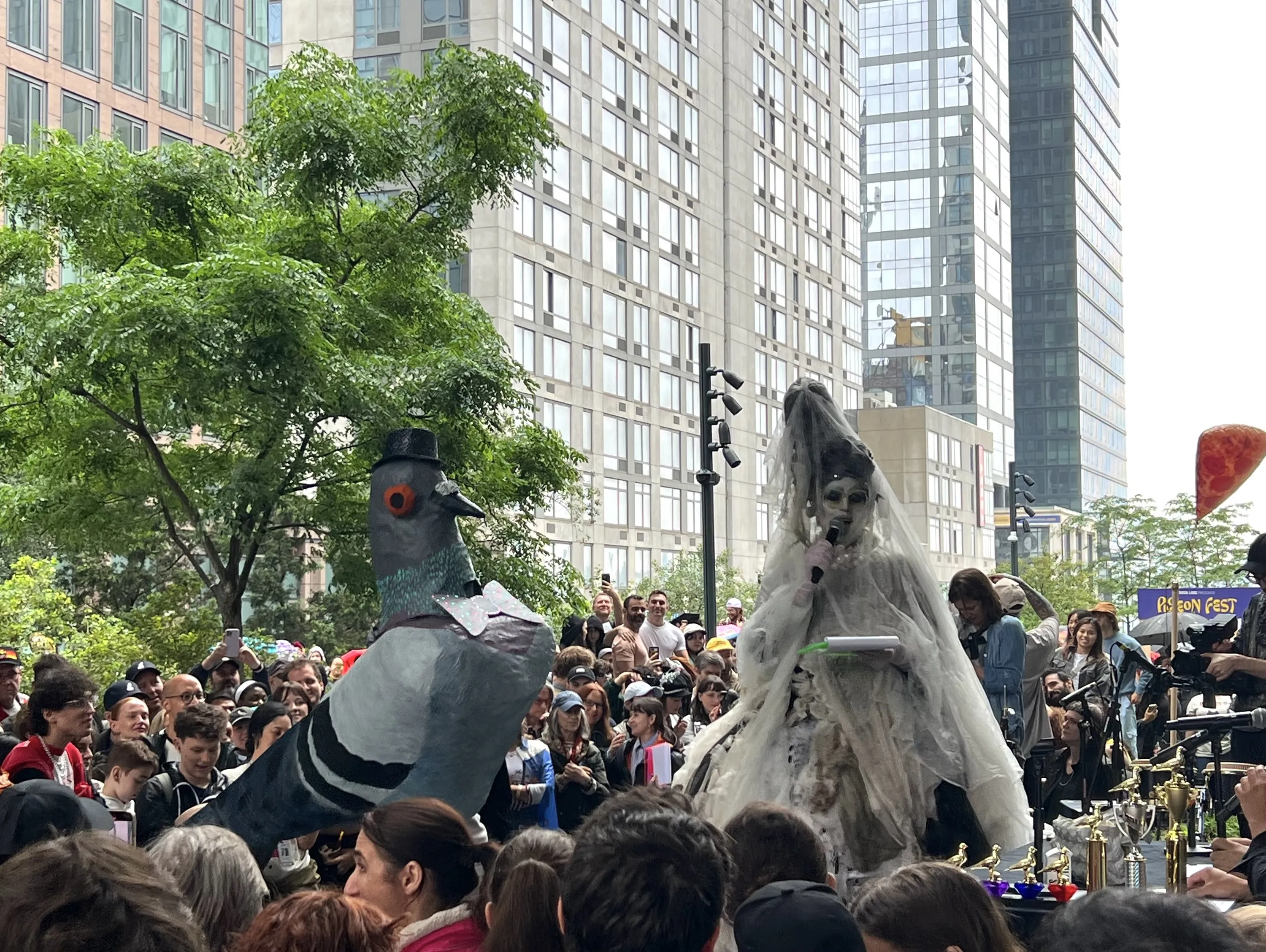 Pigeon impersonators take the stage.
