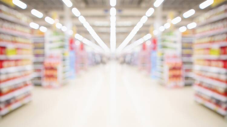 Blurred supermarket aisles
