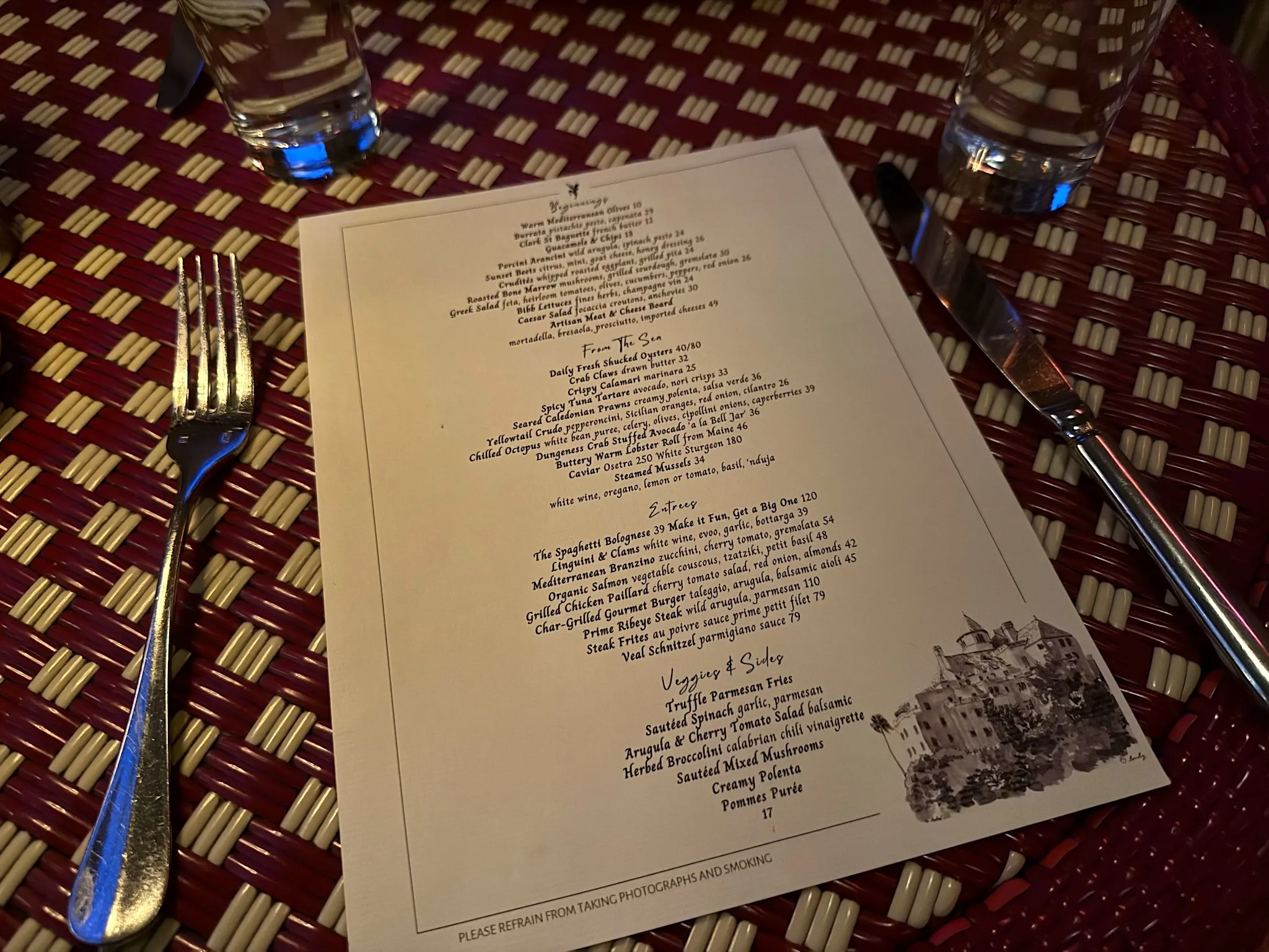 Chateau Marmont menu