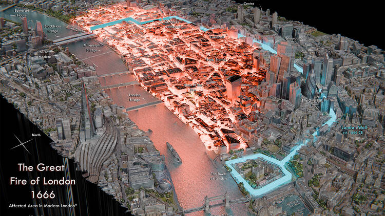 Mapped: the Great Fire of London on top of the modern day city
