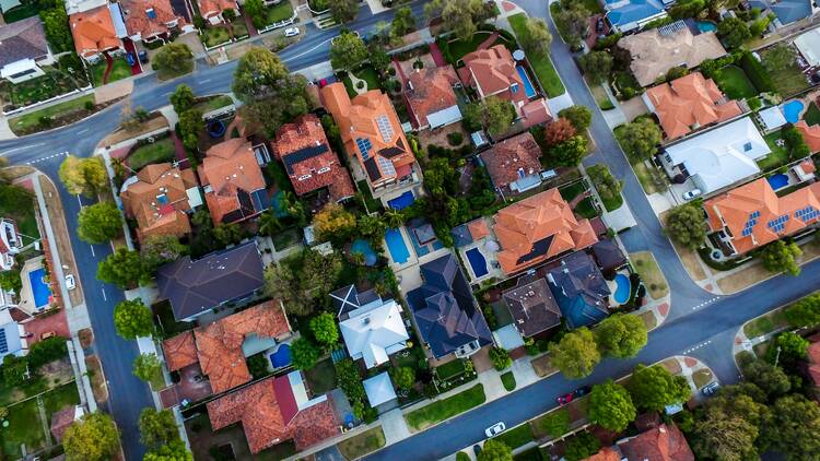 Aerial view of houses