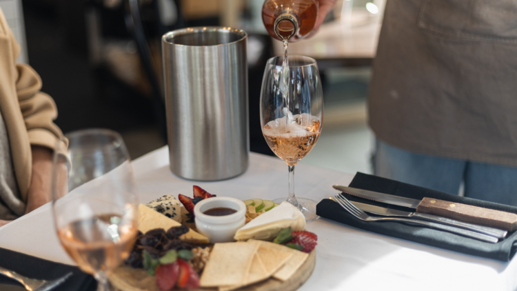 Cheese board and wine at Bitton