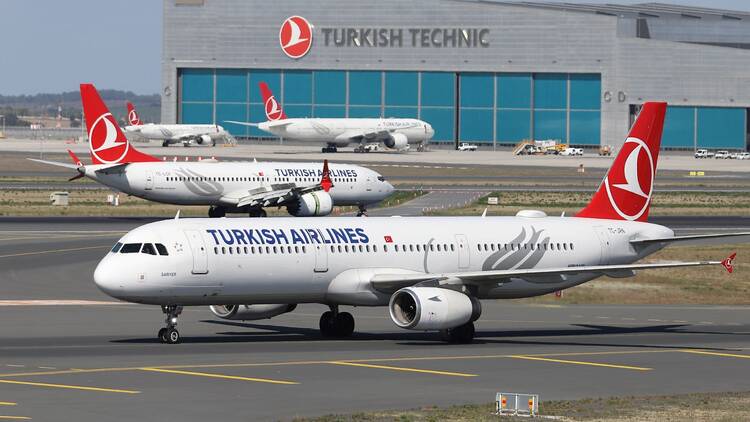 Turkish Airlines plane on runway