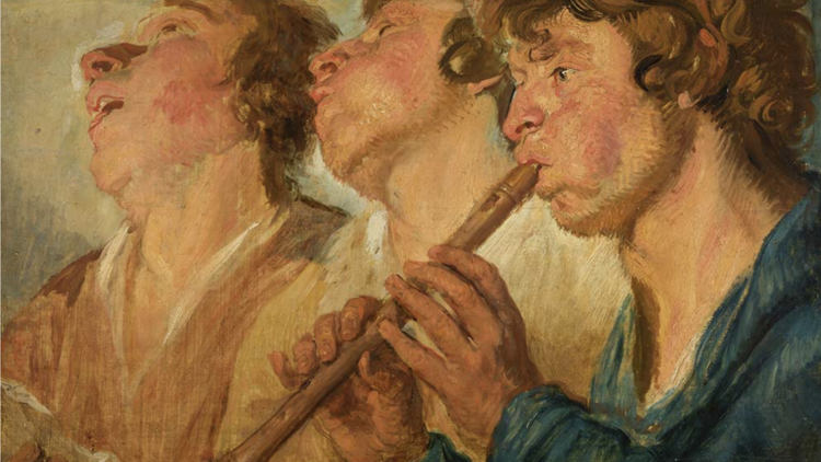 Jacques Jordaens, Tres músicos ambulantes, 1645–50. Óleo sobre tabla © Museo Nacional del Prado. Archivo Fotográfico