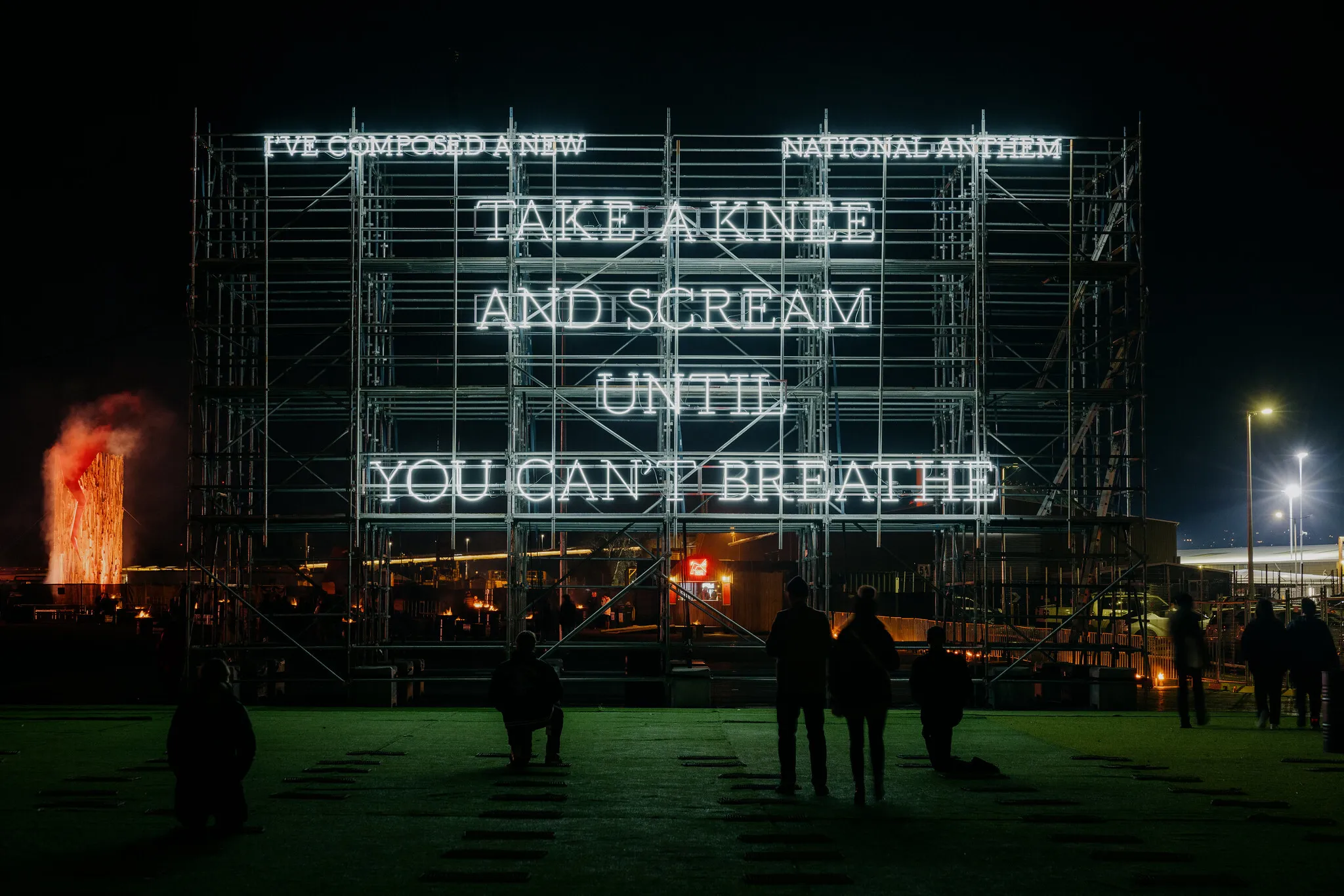 'Neon Anthem' by Nicholas Galanin, Dark Mofo 2025.