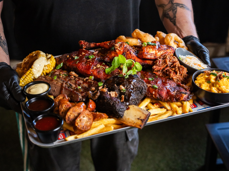 Plate of smoked meats.