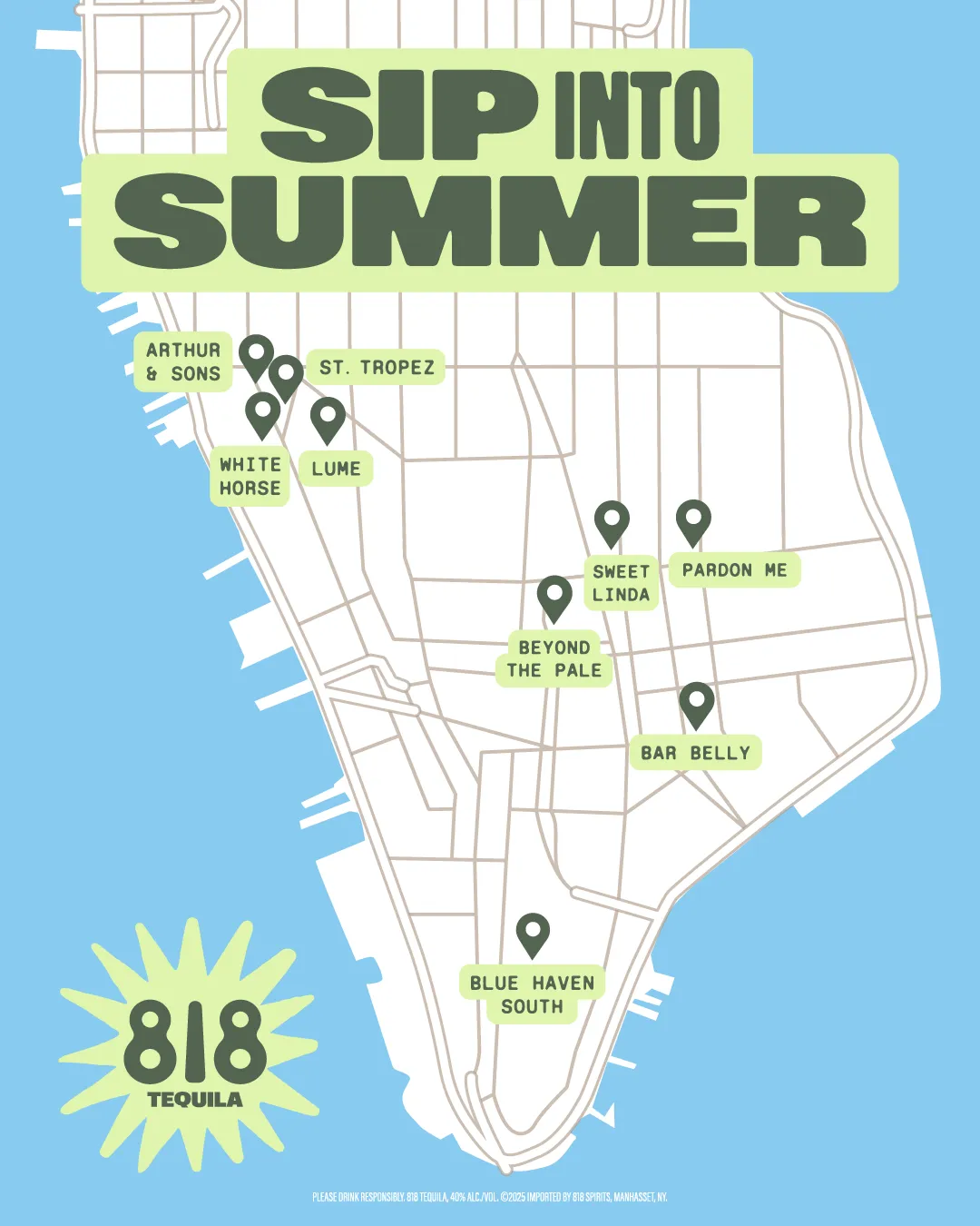 818 Tequila Bar Crawl Map