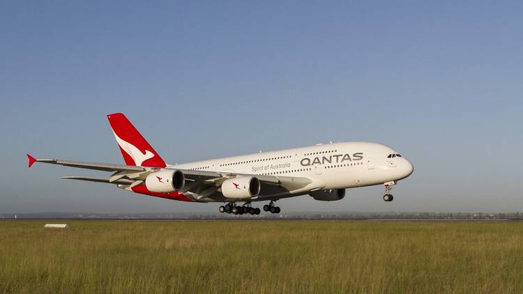 Qantas plane on runway