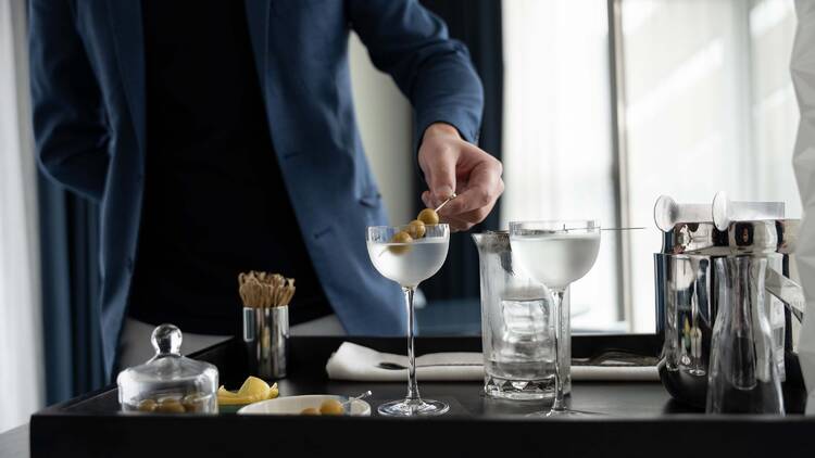 Bartender making a Martini