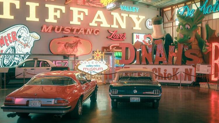 Valley Relics Museum Cars and neon signs at the Valley Relics Museum.