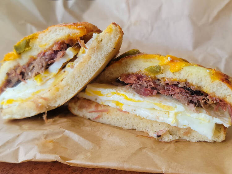 Einstein Bros. Bagels: Texas Brisket Sandwich