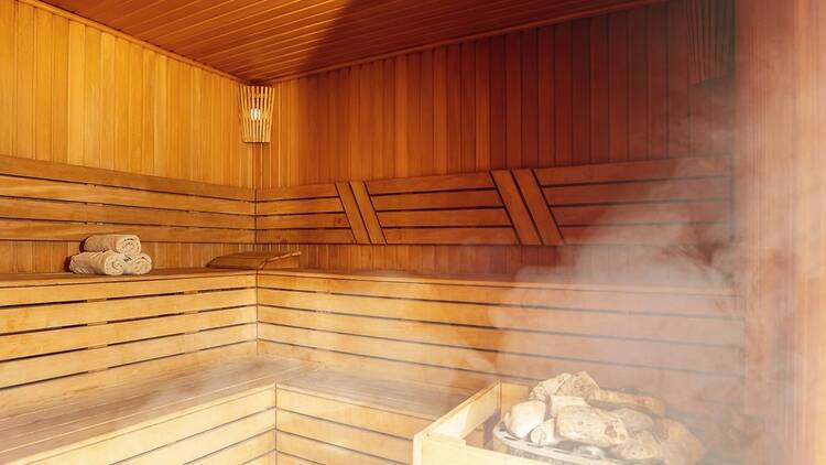Interior of a Finnish style sauna