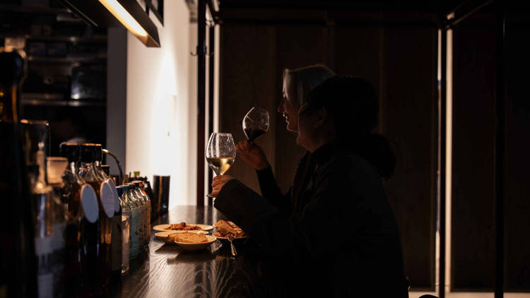 Butaiura patrons drinking wine