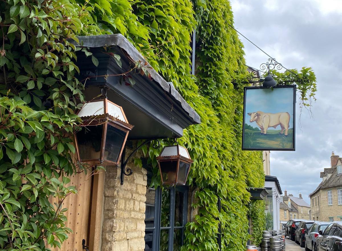 The exterior of a country pub called the Bull