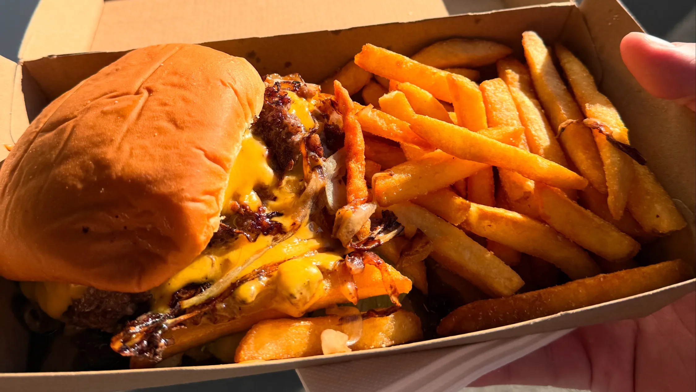 The double smash burger at Eat at Robs