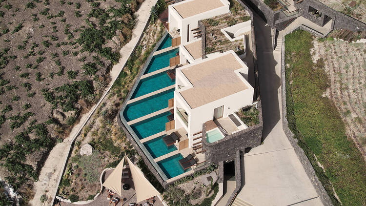 The exterior of Magma Resort Santorini 