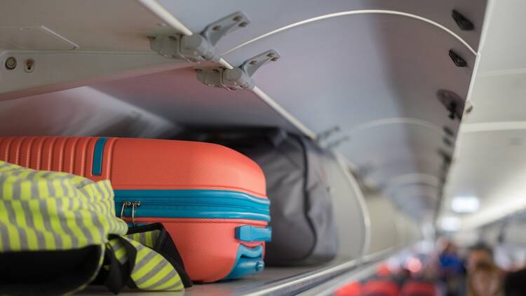 Hand luggage on airplane 