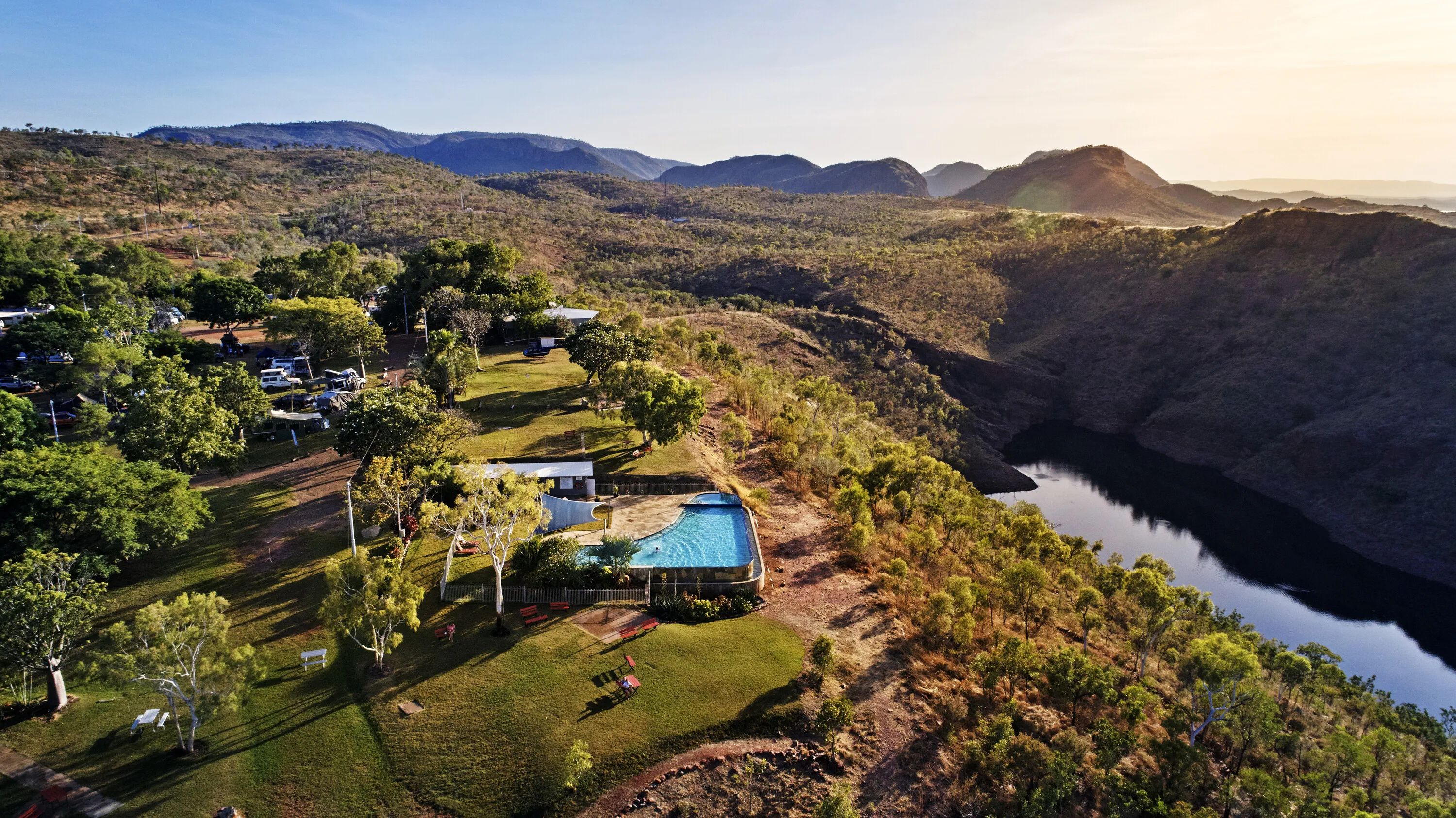 Aerial view of the Lake Argyle Resort, near Kununurra