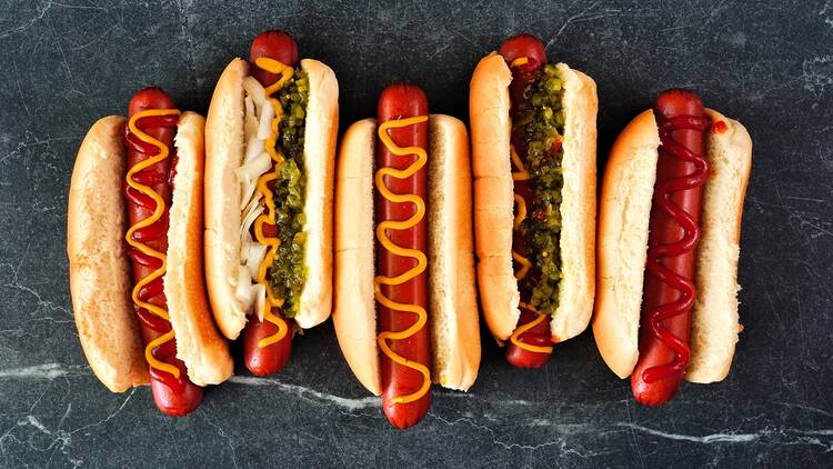 Hot dogs with toppings