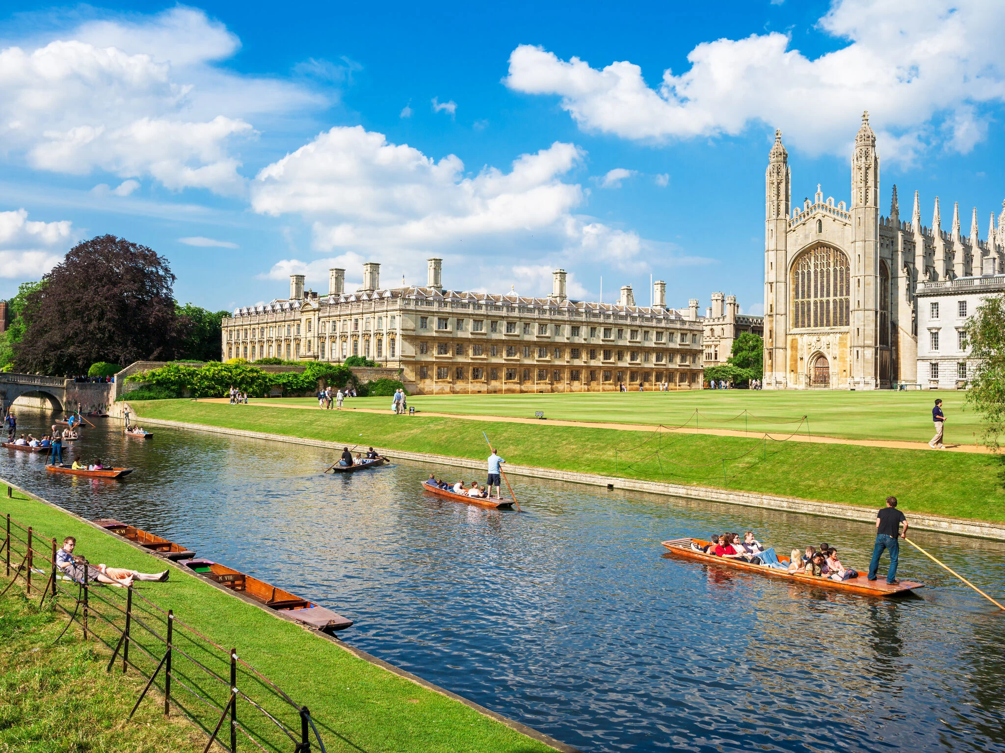 Punting down the River Cam in Cambridge