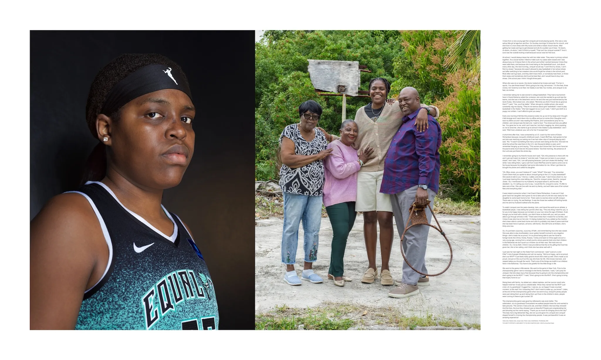 Portraits of basketball player Jonquel Jones.