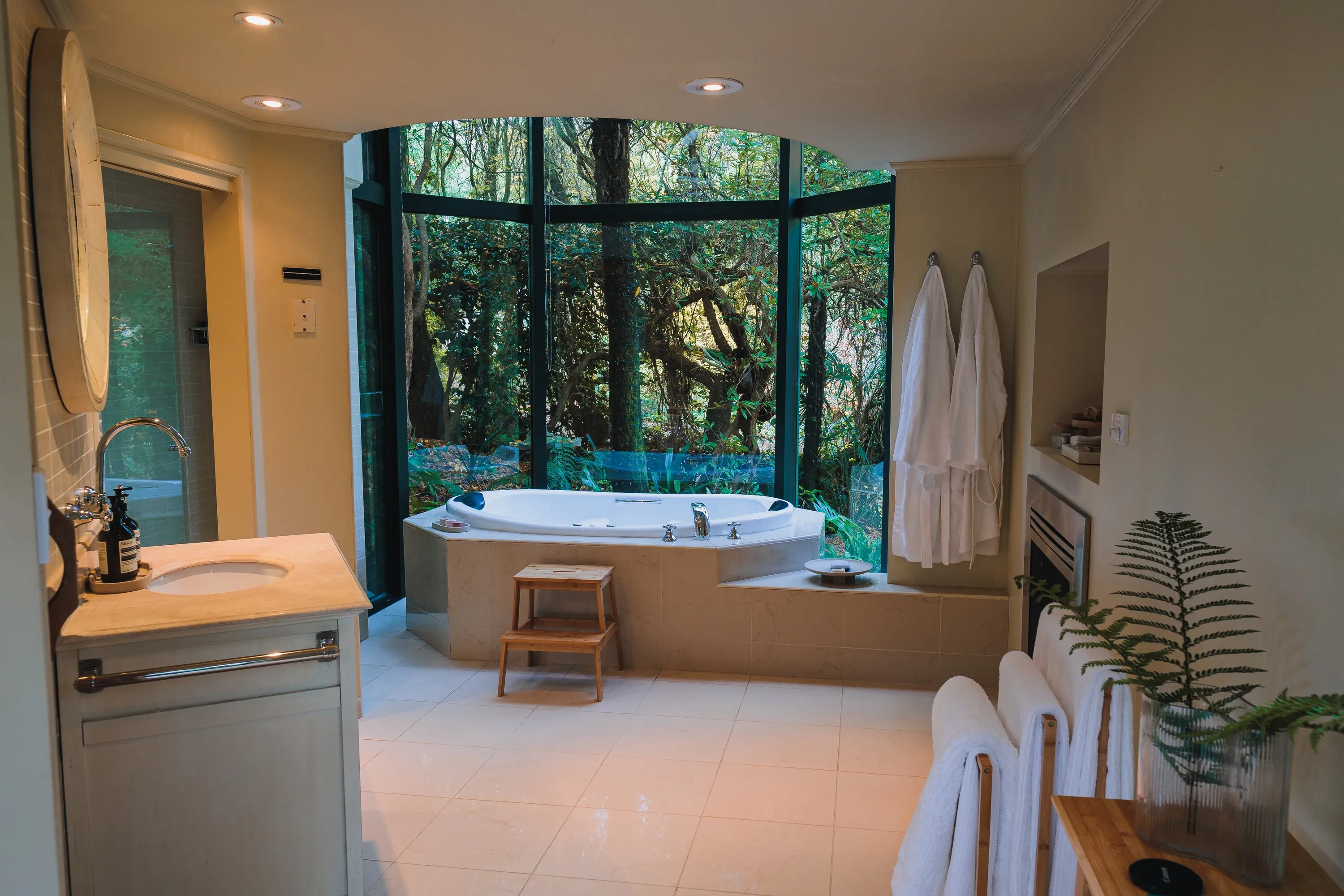 Spa overlooking garden