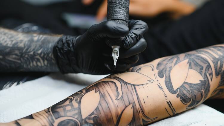 A tattoo in progress