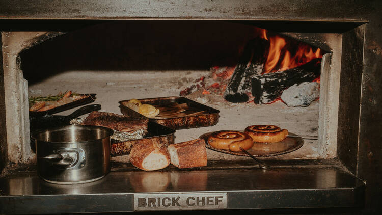 The wood-fired oven at Bessie's