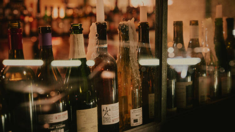 Wine bottles at Bessie's