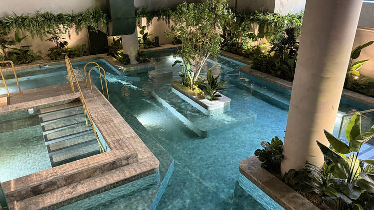 The large indoor mineral pools at Soak Bathhouse.