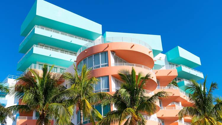 Art deco modern building of Miami beach, Florida