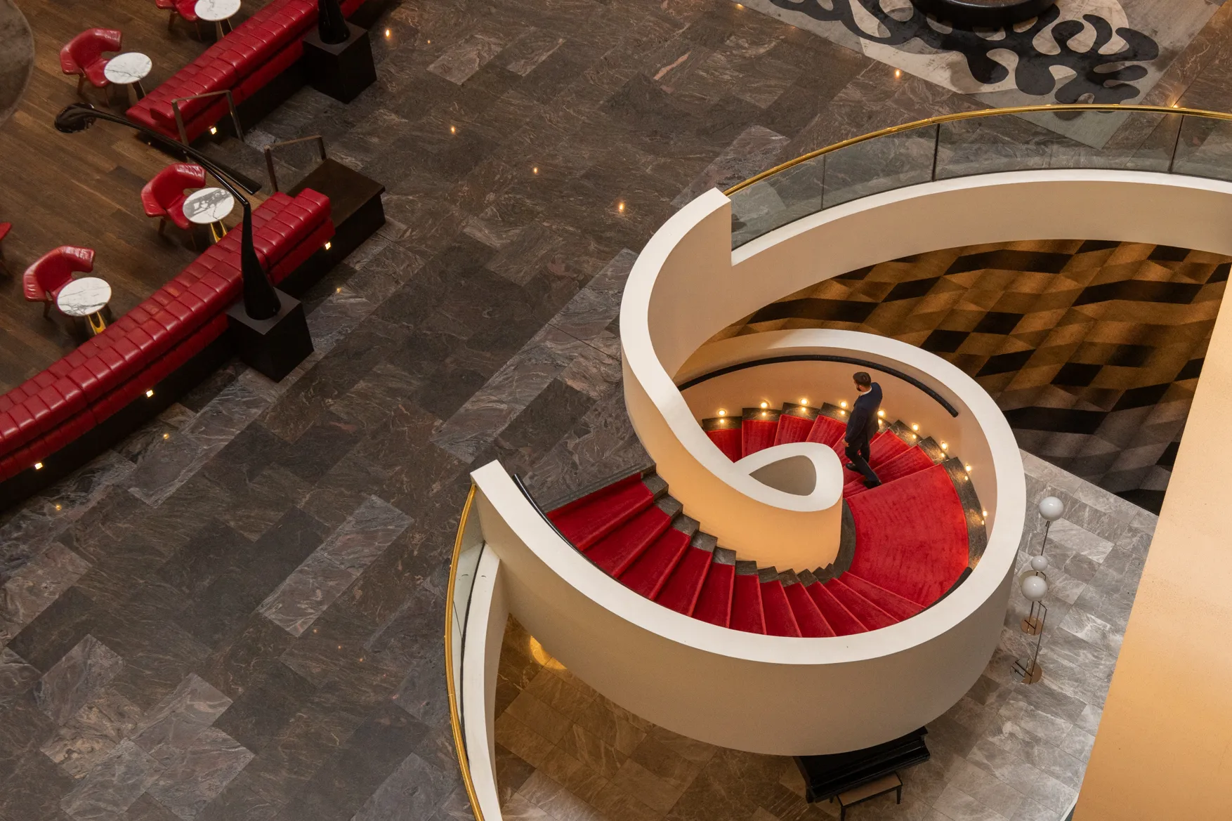 Spiral red staircase