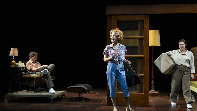 All three cast members on stage in 'Mother Play'.