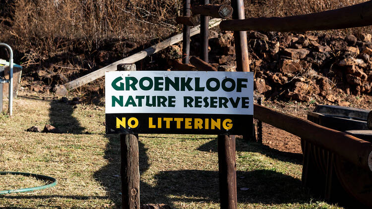 Pretoria, Groenkloof Nature Reserve, South Africa - July 24 2022: A sign at Groenkloof Nature Reserve in Pretoria