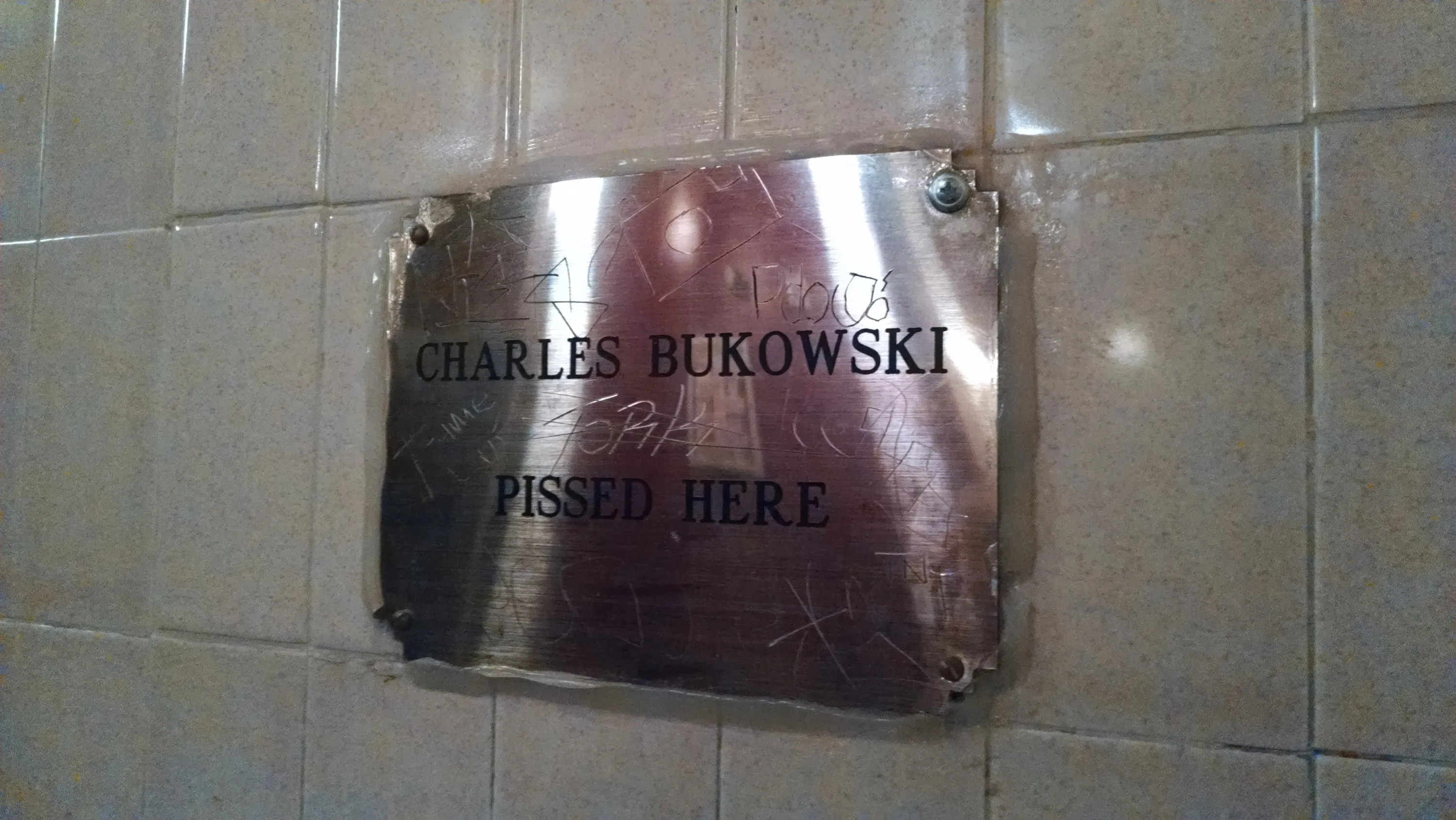 Charles Bukowski plaque at Cole’s
