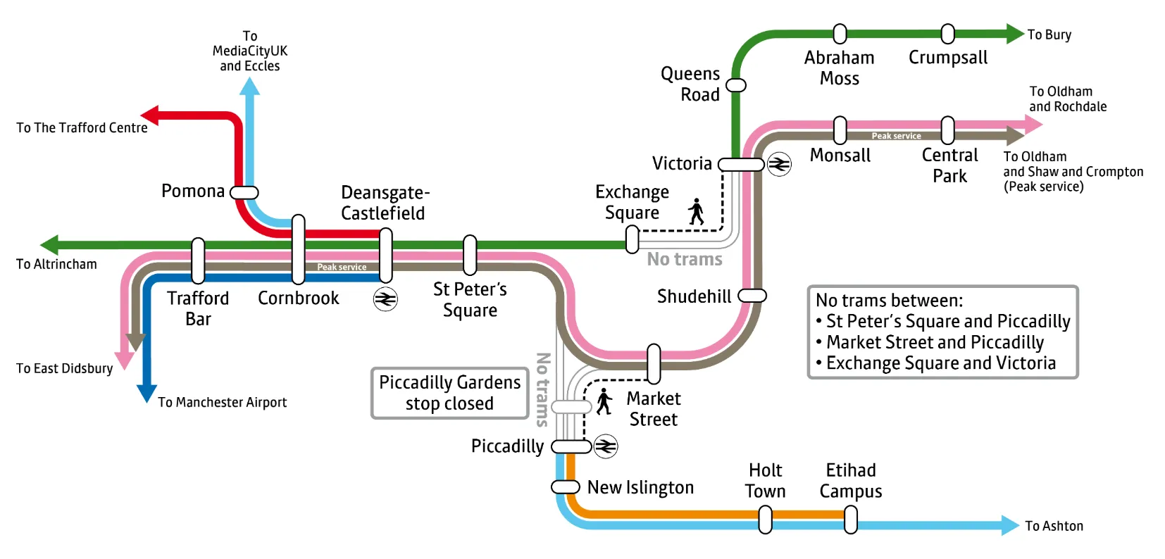 Manchester tram map for Oasis at Heaton Park