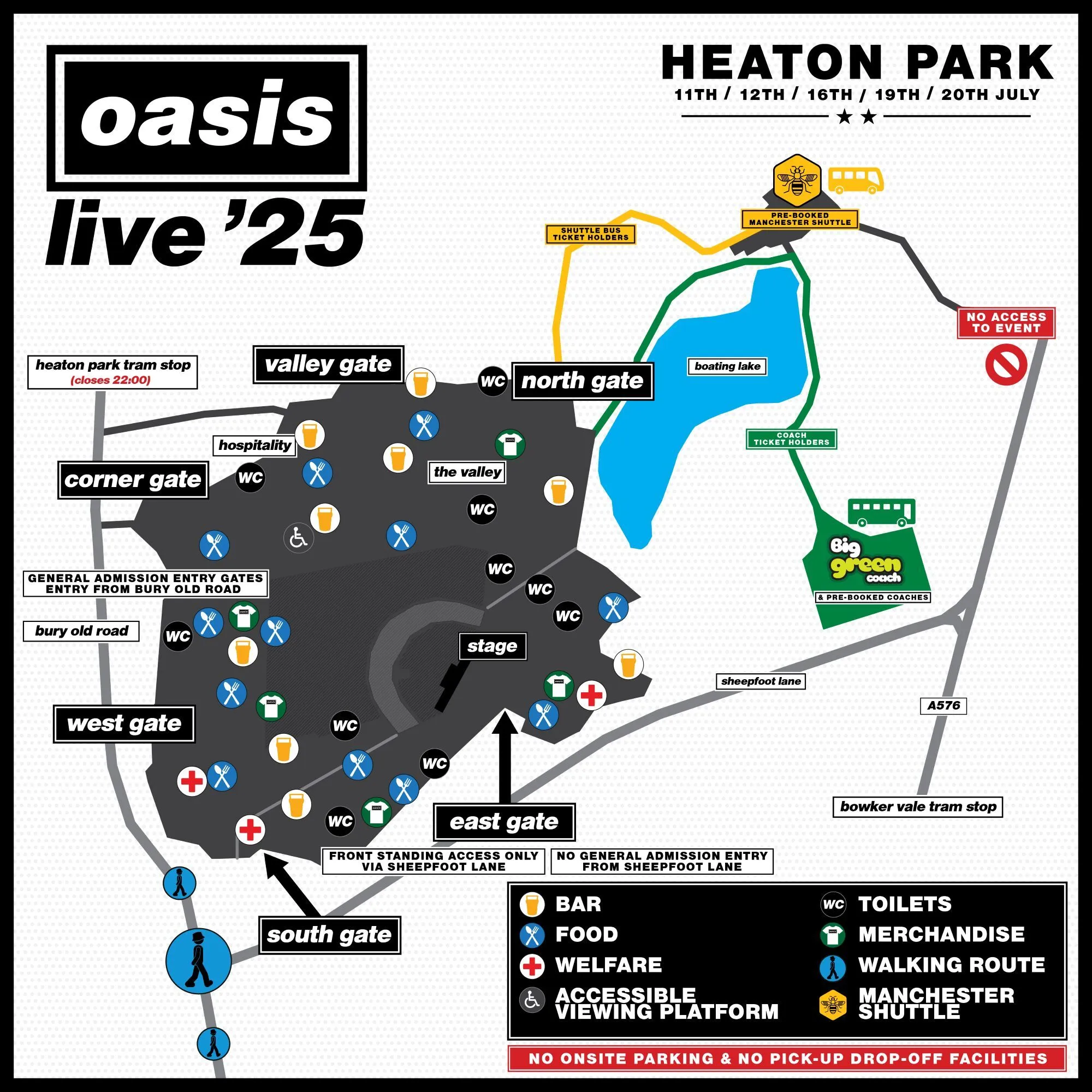 Oasis Live 25 map for Heaton Park in Manchester