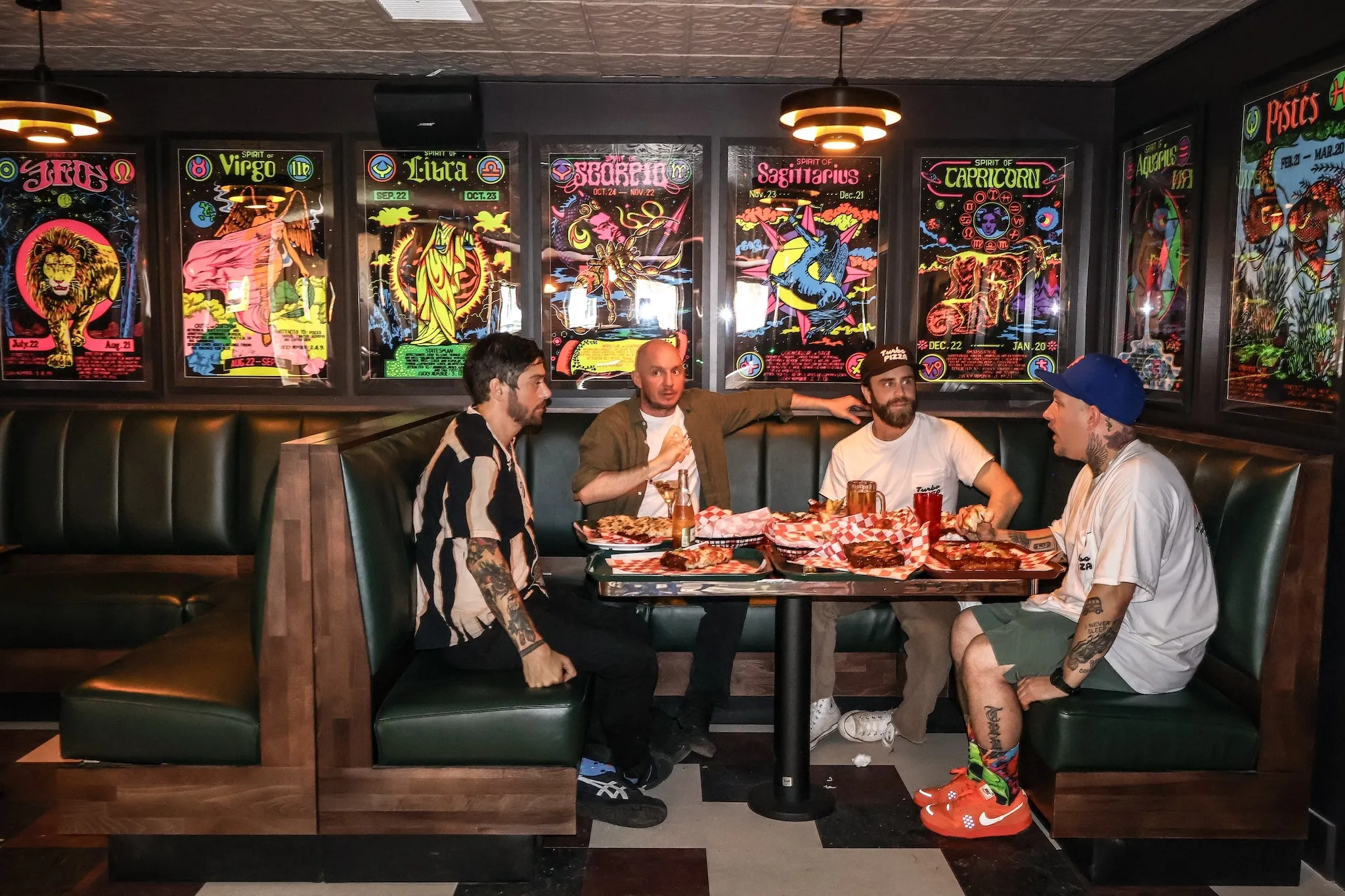 UV-lit posters with booths